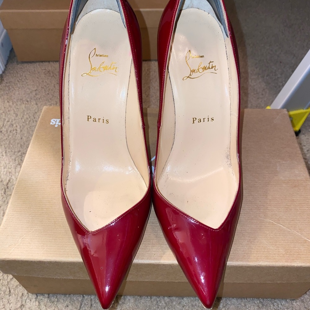 Christian Louboutin Red Completa 100 Patent Pump Heels (100% Authentic)